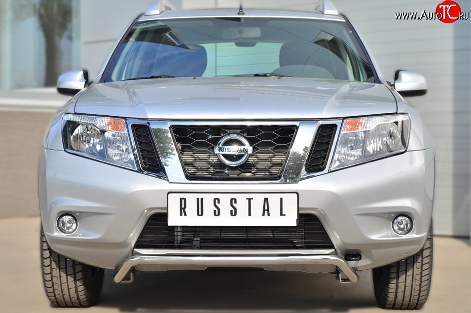 13 699 р. Защита переднего бампера (Ø42 мм волна, нержавейка) SLITKOFF  Nissan Terrano  D10 (2013-2022) дорестайлинг, рестайлинг  с доставкой в г. Королёв