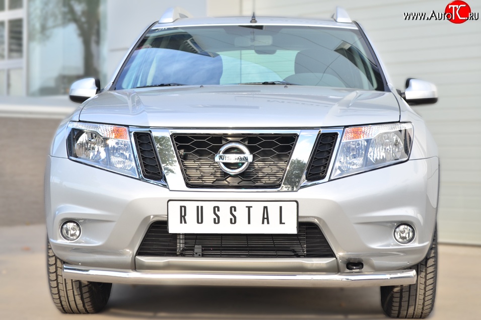 13 249 р. Одинарная защита переднего бампера диаметром 63 мм SLITKOFF Nissan Terrano D10 дорестайлинг (2013-2016)  с доставкой в г. Королёв