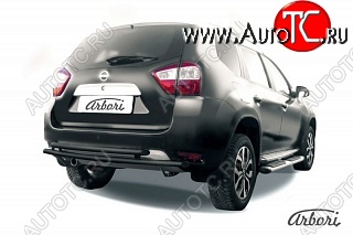 7 019 р. Защита заднего бампера Arbori (черная, 2 трубы d42 mm). Nissan Terrano D10 дорестайлинг (2013-2016)  с доставкой в г. Королёв