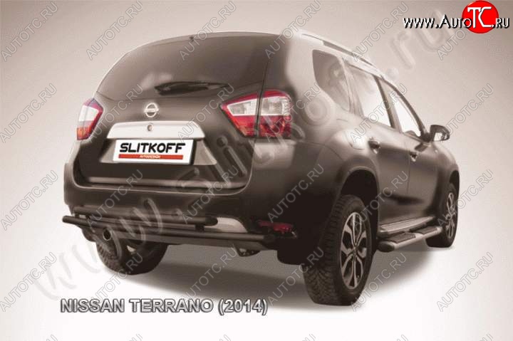 5 749 р. Защита задняя Slitkoff  Nissan Terrano  D10 (2013-2022) дорестайлинг, рестайлинг (Цвет: серебристый)  с доставкой в г. Королёв