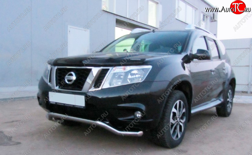 11 599 р. Защита переднего бампера Slitkoff (Ø 57, волна)  Nissan Terrano  D10 (2013-2022) дорестайлинг, рестайлинг (Нержавеющая сталь)  с доставкой в г. Королёв