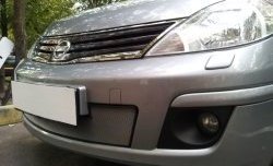 1 539 р. Сетка на бампер Russtal (хром) Nissan Tiida 1 седан C11 рестайлинг (2010-2014)  с доставкой в г. Королёв. Увеличить фотографию 2