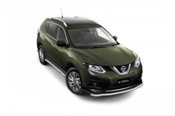 Защита порогов вогнутая из трубы Ø63 Petroil Tuning Nissan X-trail 3 T32 дорестайлинг (2013-2018) ()