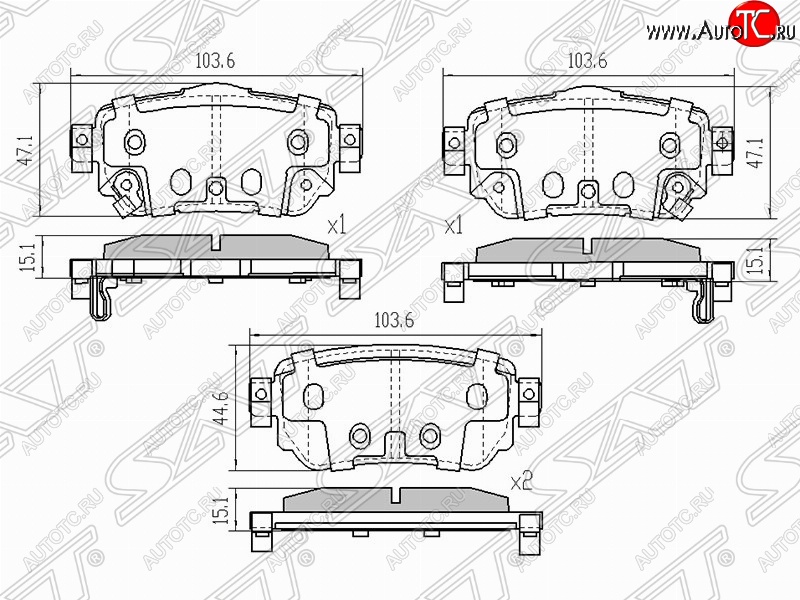 1 059 р. Колодки тормозные задние SAT  Nissan X-trail  3 T32 (2013-2022) дорестайлинг, рестайлинг  с доставкой в г. Королёв