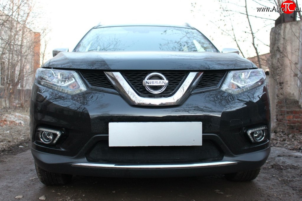 1 469 р. Сетка на бампер Russtal (черная) Nissan X-trail 3 T32 рестайлинг (2017-2022)  с доставкой в г. Королёв