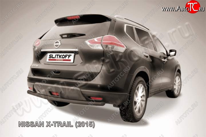 8 449 р. Защита задняя Slitkoff Nissan X-trail 3 T32 рестайлинг (2017-2022) (Цвет: серебристый)  с доставкой в г. Королёв