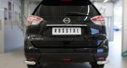 Защита заднего бампера (Ø63 мм уголки, нержавейка) SLITKOFF Nissan X-trail 3 T32 рестайлинг (2017-2022)