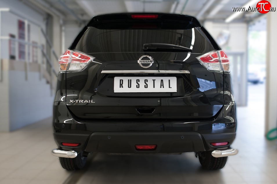 15 599 р. Защита заднего бампера (Ø63 мм уголки, нержавейка) SLITKOFF Nissan X-trail 3 T32 рестайлинг (2017-2022)  с доставкой в г. Королёв