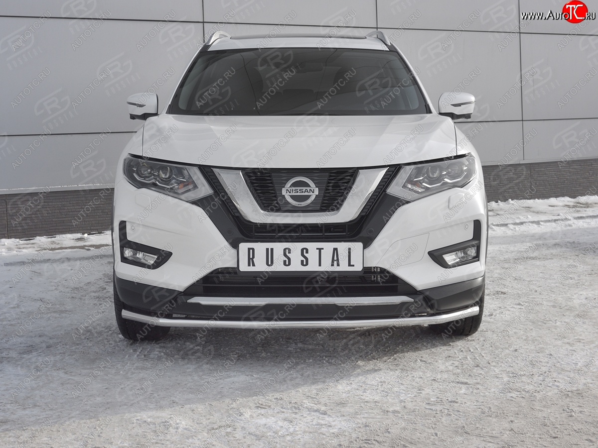 15 249 р. Защита переднего бампера (Ø42 мм, нержавейка) SLITKOFF  Nissan X-trail  3 T32 (2013-2018) дорестайлинг  с доставкой в г. Королёв