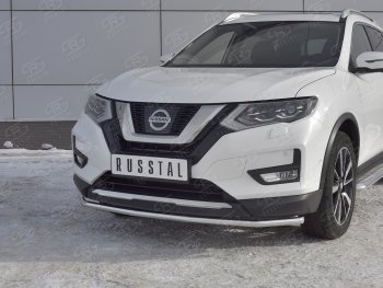 15 249 р. Защита переднего бампера (Ø42 мм, нержавейка) SLITKOFF  Nissan X-trail  3 T32 (2013-2018) дорестайлинг  с доставкой в г. Королёв. Увеличить фотографию 4