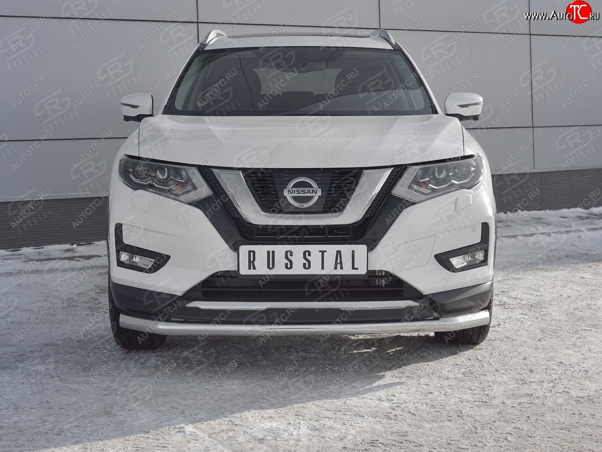 15 699 р. Защита переднего бампера (Ø63 мм, нержавейка) SLITKOFF  Nissan X-trail  3 T32 (2013-2018) дорестайлинг  с доставкой в г. Королёв