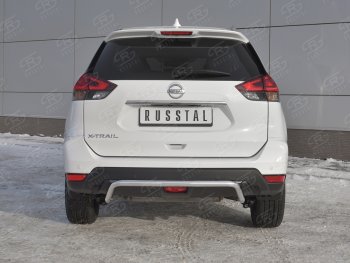 Защита заднего бампера (Ø42 мм волна, нержавейка) SLITKOFF Nissan X-trail 3 T32 рестайлинг (2017-2022)