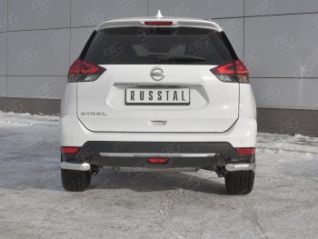 15 249 р. Защита заднего бампера (Ø63 мм уголки, нержавейка) SLITKOFF Nissan X-trail 3 T32 рестайлинг (2017-2022)  с доставкой в г. Королёв. Увеличить фотографию 1