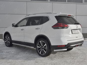 15 249 р. Защита заднего бампера (Ø63 мм уголки, нержавейка) SLITKOFF Nissan X-trail 3 T32 рестайлинг (2017-2022)  с доставкой в г. Королёв. Увеличить фотографию 2