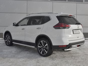 18 449 р. Защита заднего бампера (Ø63 и 42 мм , нержавейка) RUSSTAL Nissan X-trail 3 T32 рестайлинг (2017-2022)  с доставкой в г. Королёв. Увеличить фотографию 2