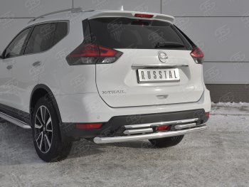 18 449 р. Защита заднего бампера (Ø63 и 42 мм , нержавейка) RUSSTAL Nissan X-trail 3 T32 рестайлинг (2017-2022)  с доставкой в г. Королёв. Увеличить фотографию 4