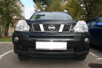 2 799 р. Защитная сетка решетки переднего бампера Arbori Nissan X-trail 2 T31 дорестайлинг (2007-2011) (Чёрная, 15 мм)  с доставкой в г. Королёв. Увеличить фотографию 2