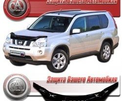 2 369 р. Дефлектор капота CA Plastic exclusive  Nissan X-trail  2 T31 (2007-2011) дорестайлинг (серия Classic черный, Без надписи)  с доставкой в г. Королёв. Увеличить фотографию 2