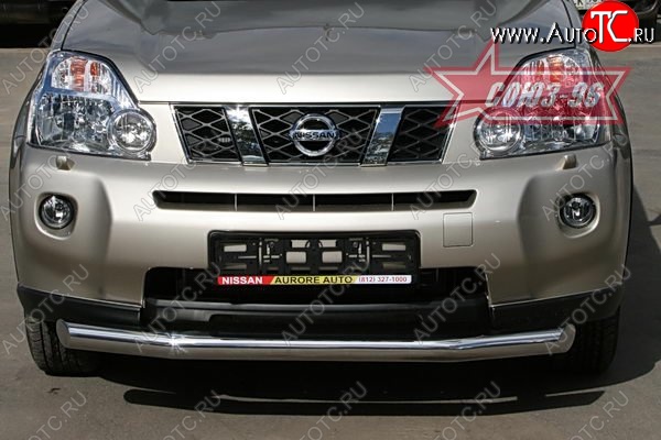 1 052 р. Защита переднего бампера одинарная Souz-96 (d76) Nissan X-trail 2 T31 дорестайлинг (2007-2011)  с доставкой в г. Королёв