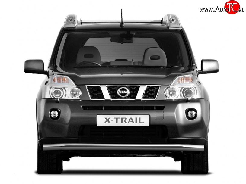 6 399 р. Одинарная защита переднего бампера диаметром 63 мм Petroil Tuning Nissan X-trail 2 T31 дорестайлинг (2007-2011)  с доставкой в г. Королёв