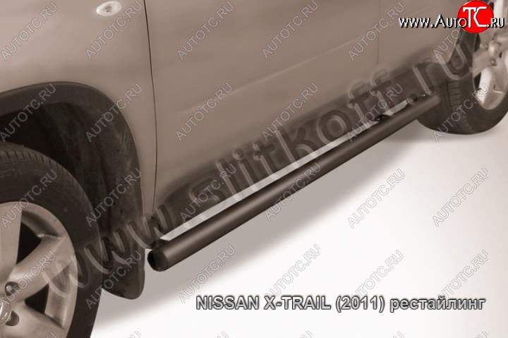 10 949 р. Защита порогов Slitkoff Nissan X-trail 2 T31 дорестайлинг (2007-2011) (Цвет: серебристый)  с доставкой в г. Королёв