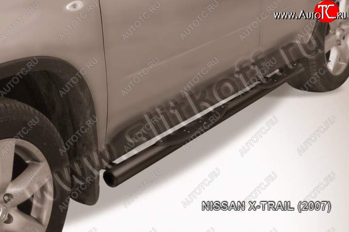 12 399 р. Защита порогов Slitkoff Nissan X-trail 2 T31 дорестайлинг (2007-2011) (Цвет: серебристый)  с доставкой в г. Королёв