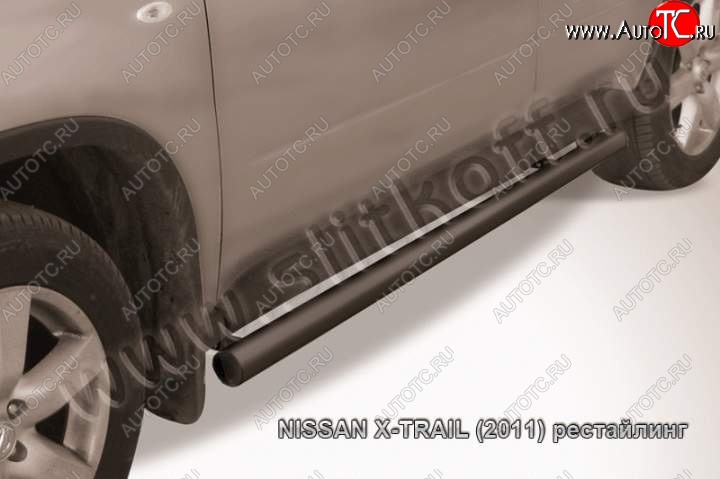 11 749 р. Защита порогов Slitkoff Nissan X-trail 2 T31 дорестайлинг (2007-2011) (Цвет: серебристый)  с доставкой в г. Королёв