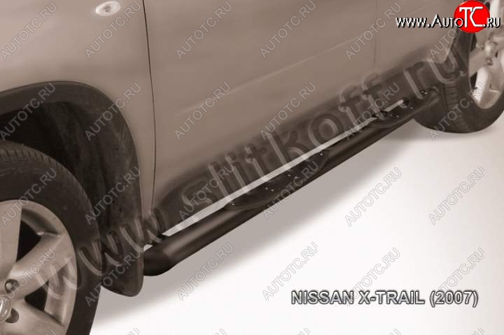 11 999 р. Пороги d76 с проступями со скосами Nissan X-trail 2 T31 дорестайлинг (2007-2011) (Цвет: серебристый)  с доставкой в г. Королёв