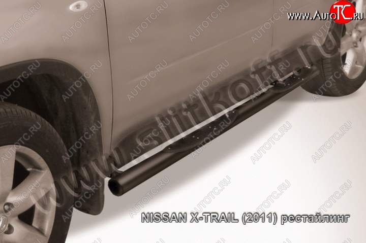 13 749 р. Защита порогов Slitkoff Nissan X-trail 2 T31 дорестайлинг (2007-2011) (Цвет: серебристый)  с доставкой в г. Королёв