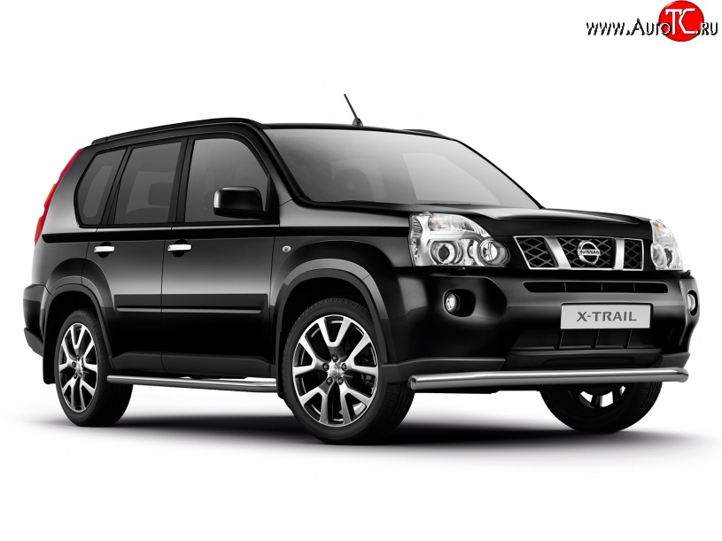 8 199 р. Широкая защита порогов Petroil Tuning Nissan X-trail 2 T31 дорестайлинг (2007-2011)  с доставкой в г. Королёв