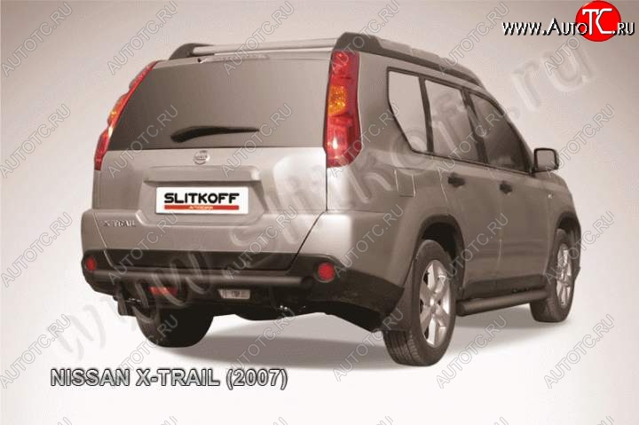 6 399 р. Защита заднего бампера из трубы d57 Slitkoff  Nissan X-trail  2 T31 (2007-2011) дорестайлинг (Цвет: серебристый)  с доставкой в г. Королёв