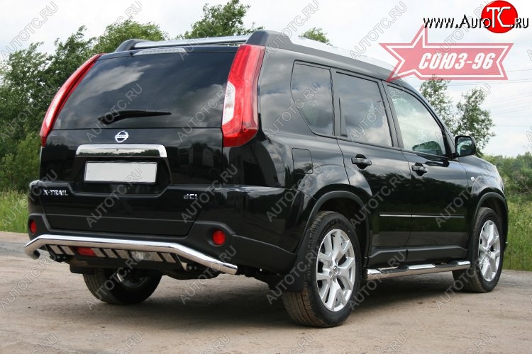 16 244 р. Защита заднего бампера Souz-96 (d60 с элементами из профиля) Nissan X-trail 2 T31 рестайлинг (2010-2015)  с доставкой в г. Королёв