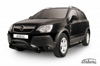 15 659 р. Защита переднего бампера Arbori (низкая - mini, черная, 1 труба d76 mm). Opel Antara (2006-2010)  с доставкой в г. Королёв