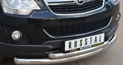 20 399 р. Защита переднего бампера (2 трубыØ76 и 63 мм, нержавейка) SLITKOFF Opel Antara рестайлинг (2010-2015)  с доставкой в г. Королёв. Увеличить фотографию 2