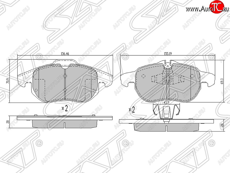 1 579 р. Колодки тормозные SAT (передние)  Opel Astra (H,  H GTC), Signum, Vectra (C), Zafira (В)  с доставкой в г. Королёв