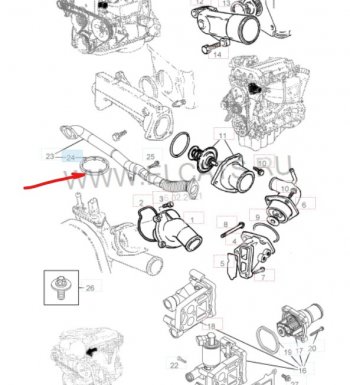 Уплотнительное кольцо маслопровода GM (дв. Z16XEP, к корпусу масляного фильтра) Opel Astra H хэтчбек 5дв дорестайлинг (2004-2007)