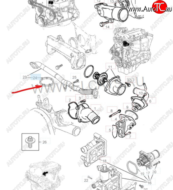 133 р. Уплотнительное кольцо маслопровода GM (дв. Z16XEP, к корпусу масляного фильтра) Opel Astra H хэтчбек 5дв дорестайлинг (2004-2007)  с доставкой в г. Королёв