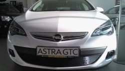 Сетка на бампер GTC Russtal (черная) Opel Astra J хэтчбек 5 дв. дорестайлинг (2009-2012)