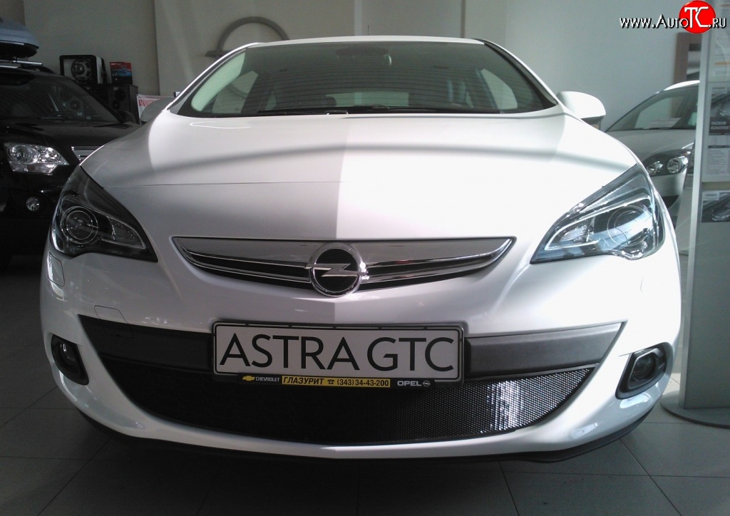 1 469 р. Сетка на бампер GTC Russtal (черная) Opel Astra J хэтчбек 5 дв. дорестайлинг (2009-2012)  с доставкой в г. Королёв