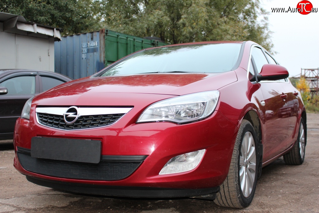 1 469 р. Сетка на бампер Russtal (черная) Opel Astra J хэтчбек 5 дв. дорестайлинг (2009-2012)  с доставкой в г. Королёв