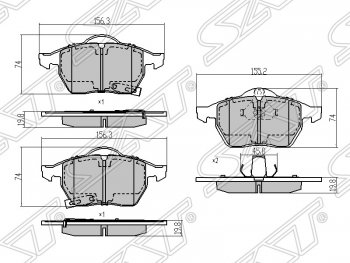 1 029 р. Колодки тормозные SAT (передние) Opel Astra G седан (1998-2005)  с доставкой в г. Королёв. Увеличить фотографию 1