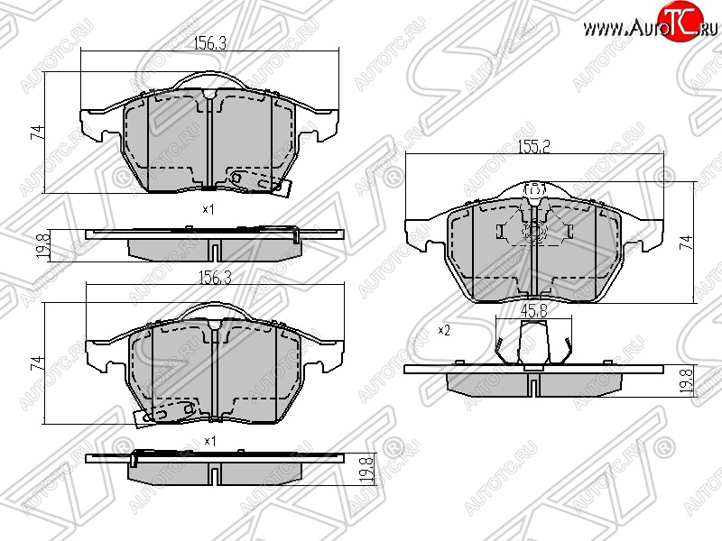 1 029 р. Колодки тормозные SAT (передние) Opel Astra G седан (1998-2005)  с доставкой в г. Королёв