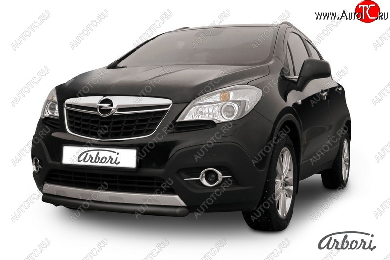 5 849 р. Защита переднего бампера Arbori (короткая, черная, 1 труба d57 mm). Opel Mokka  дорестайлинг (2012-2016)  с доставкой в г. Королёв