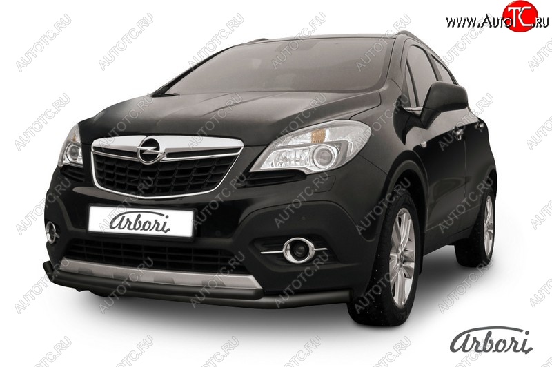 7 559 р. Защита переднего бампера Arbori (черная, 2 трубы d57 и 42 mm) Opel Mokka  дорестайлинг (2012-2016)  с доставкой в г. Королёв