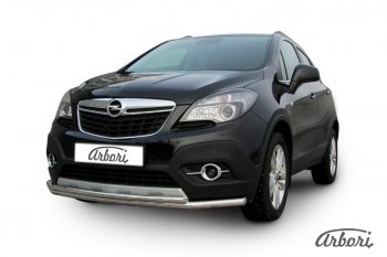 14 363 р. Защита переднего бампера Arbori (нержавейка, 2 трубы d57 и 42 mm) Opel Mokka  дорестайлинг (2012-2016)  с доставкой в г. Королёв. Увеличить фотографию 2