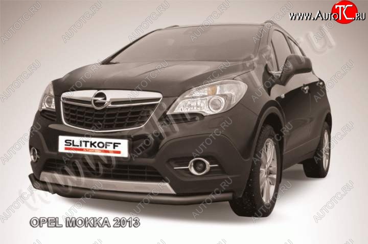 9 549 р. защита переднего бампера Slitkoff  Opel Mokka (2012-2016)  дорестайлинг (Цвет: серебристый)  с доставкой в г. Королёв