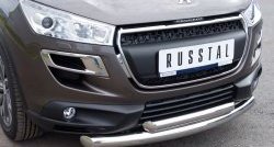 22 649 р. Защита переднего бампера (2 трубыØ76 и 63 мм, нержавейка) SLITKOFF  Peugeot 4008 (2012-2017)  с доставкой в г. Королёв. Увеличить фотографию 2