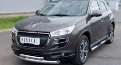 22 649 р. Защита переднего бампера (2 трубыØ76 и 63 мм, нержавейка) SLITKOFF  Peugeot 4008 (2012-2017)  с доставкой в г. Королёв. Увеличить фотографию 4