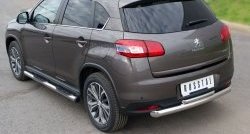 14 399 р. Защита заднего бампера (Ø76 и 42 мм, нержавейка) SLITKOFF Peugeot 4008 (2012-2017) (с короткой верхней трубой)  с доставкой в г. Королёв. Увеличить фотографию 4