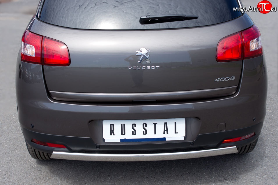 14 999 р. Защита заднего бампера (Ø75x42 мм, нержавейка) Russtal Peugeot 4008 (2012-2017)  с доставкой в г. Королёв